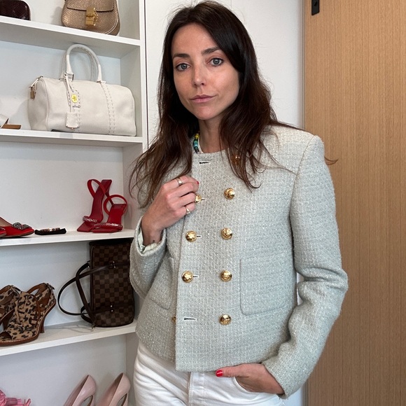 Celine Jackets & Blazers - Celine Pale Green Tweed Blazer